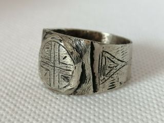 Very Rare Extremely Ancient Viking Ring Silver Color Artifact Authentic Stunning