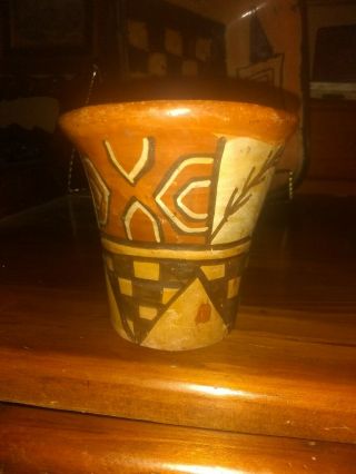 Nazca Culture Kero Polychrome Terracotta Cylindrical Ceremonial Funerary Beaker