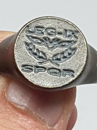 Extremely Rare Ancient Roman Bronze Legionary Ring Spqr 16.  9 Gr 21 Mm