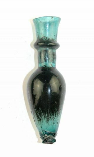 Sc Rare Islamic Blue Glass Vase Or Bottle,  Levantine 9th.  - 14th.  Cent.  Ad