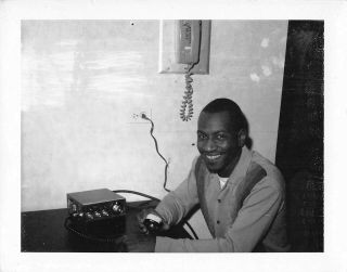 Handsome Amateur Ham Radio Operator Man Black African American Vtg Photo 480