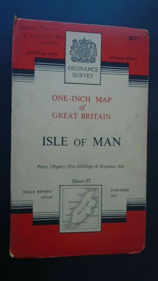 Ordnance Survey Map 87 Isle Of Man 1957 Douglas,  Peel Castletown Laxey Port Erin