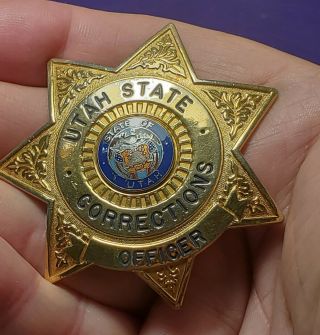 Vintage Utah Corrections Blackington 7 Point Star Badge Pin Back