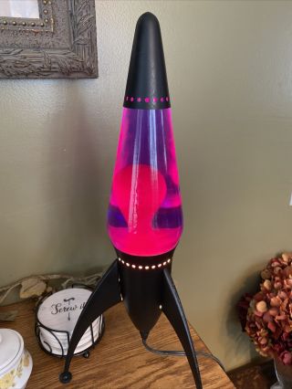Vintage Lava Lite Rocket / Space Ship Pink/purple Lava Lamp Light - 19 " H