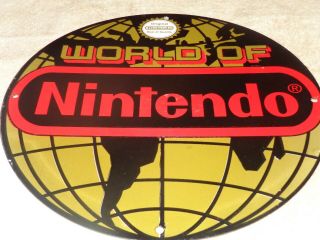 Vintage World Of Nintendo Nes 11 3/4 " Porcelain Metal Mario System Sign