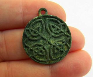 Stunning Anglo - Saxon Bronze Crosses Pendant Circa 600 - 800 Ad (539)