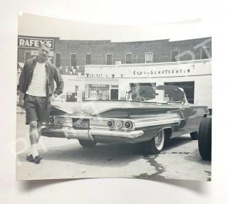 1961 Vtg Found Photo Chevy Impala Classic Car Handsome Guy At Gas Station