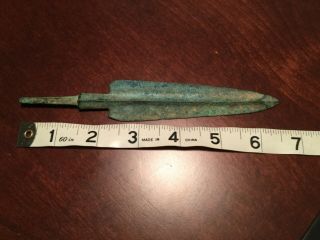 Ancient Luristan Bronze Age Large Spear Head 6.  5 Inches C 1200 - 800 Bc