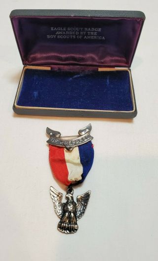 Vintage Bsa Boy Scout Eagle Scout Medal Award Sterling Uniform Badge