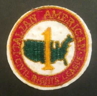 Italian American Civil Rights League Embroidered Patch Vintage 1961