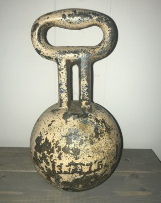Vintage Kettlebell,  Cast Iron Windmill Weight,  24.  5lbs Rare Htf Globe Dumbbell