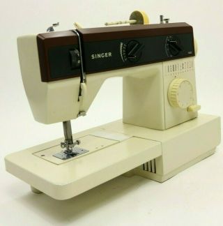 Vtg 80s Singer Sewing Machine 5528 Heavy Duty Portable W Foot Pedal And Supplies