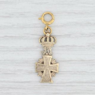 Order of the Dannebrog Crown Cross Fob 12k Gold Vintage Fraternal Keepsake 2