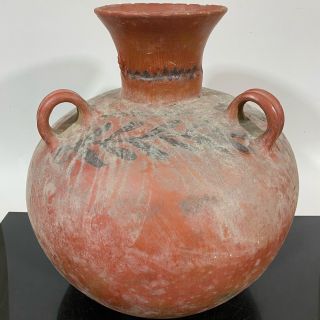 Large Vintage Pre - Columbian Clay Art Pottery Water Vessel Vase Jug Pitcher