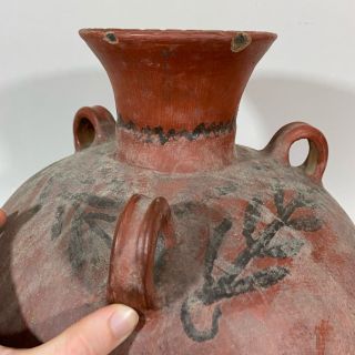 LARGE Vintage Pre - Columbian Clay Art Pottery Water Vessel Vase Jug Pitcher 2