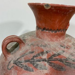 LARGE Vintage Pre - Columbian Clay Art Pottery Water Vessel Vase Jug Pitcher 3