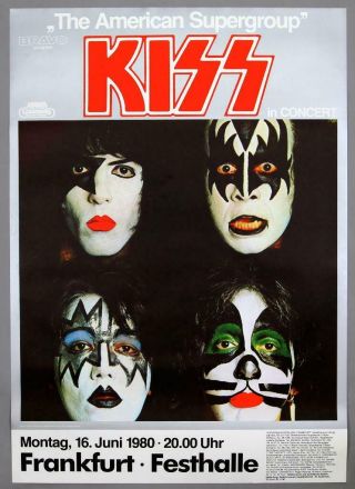 Kiss - Rare Vintage Frankfurt June 1980 Concert Poster