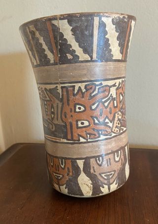 Pre - Columbian Nazca Peru Pre - Colombian Terracotta Polychrome Vessel/vase