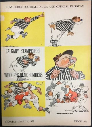 1958 Cfl Football Program Calgary Stampeders Team Signed Vintage Autographs