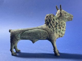 Very Rare Ancient Near Eastern Bronze Bison Idol With Intact Horns Circa 1000bce