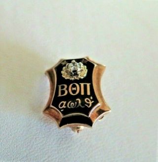 Antique 1926 Beta Theta Pi Badge 14k Gold W/genuine Diamond Greek Fraternity Pin