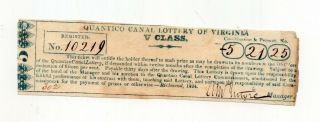 1824 Quantico Canal Lottery Of Virginia Ticket