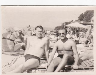 1960 Handsome Nude Muscular Men Guys Beach Hairy Hunk Soviet Russian Photo Gay