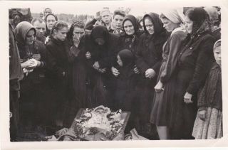 1960s Post Mortem Dead Granny Coffin Funeral Mourning People Odd Russian Photo