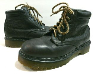 Vtg Dr Doc Martens Air Wair Womens Uk 6 Usa 8 Black Leather 6 Eye Boots England