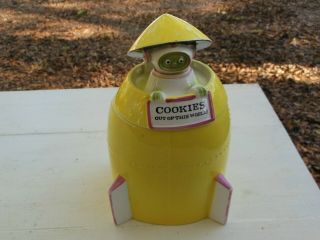 Vintage Napco 1961 Cookies Out Of This World Cookie Jar Rare Yellow Rocket