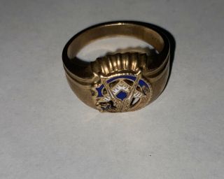 Vintage 10k Yellow Gold Masonic Ring 4.  7 Grams Size 9