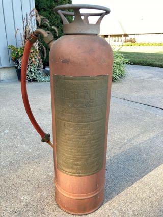 Vtg Fire Extinguisher No 2 Rough Rider American Lafrance Copper Bottle Inside