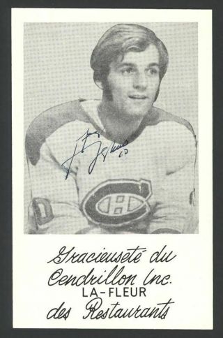 Guy Lafleur (hof) Canadiens Signed Auto Vintage Lafleur Restaurants Postcard