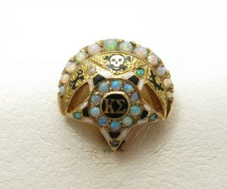 Vintage Kappa Sigma 10k Yellow Gold Opal & Black Enamel Fraternity Badge Pin