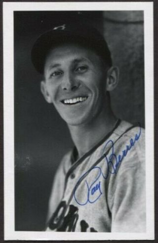 Ray Berres Autographed Vintage Brooklyn Dodgers Brace Postcard Size Photo