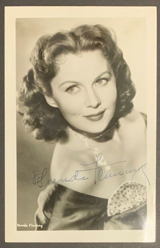 1952 Rhonda Fleming Vintage Actress Photo Postcard Signed Autographed Postage