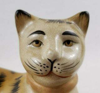 Vintage Staffordshire Style Hand Painted Cat Figurine Ceramic Kitten Sculpture 2