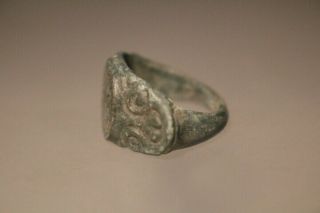 Ancient Fantastic Roman Bronze Legionary Ring 1st - 4th century AD 3
