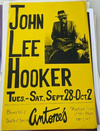 John Lee Hooker Poster - Vintage - Austin Texas - Antone 