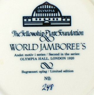 ⚜Boy Scout World Jamborees Fellowship Plate 1920 London Olympia 2ND IN SERIES LE 3
