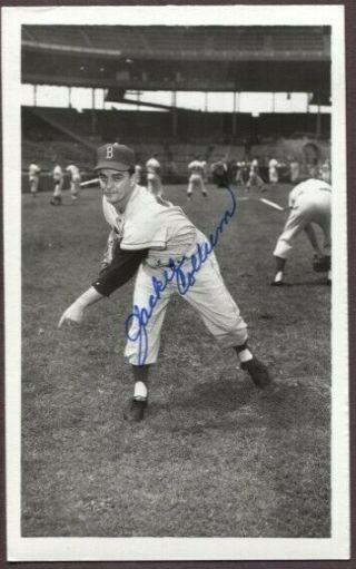 Jackie Collum Autographed Vintage Brooklyn Dodgers Brace Postcard Size Photo