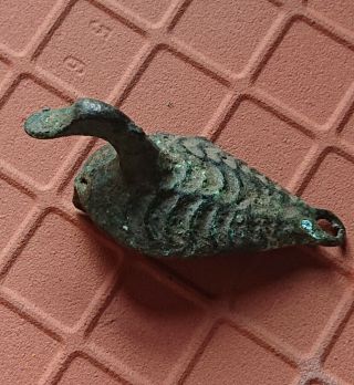 Ancient Roman Bronze Duck Fibula Brooch 200 - 300 Ad.