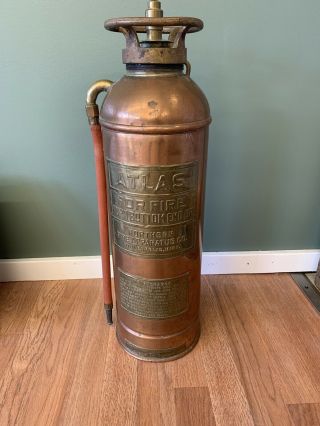 Antique Vintage Atlas Copper Brass Norhtern Fire Extinguisher Empty 2 - 1/2 Gallon