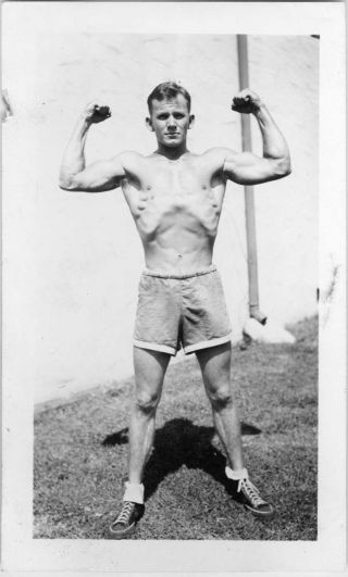 Vintage Photo: Athlete Gymnast Physique Man Male Shirtless Muscle 40 