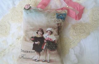 Vintage Inspired French Postcard Dearest Friend Sachet With Gift Box