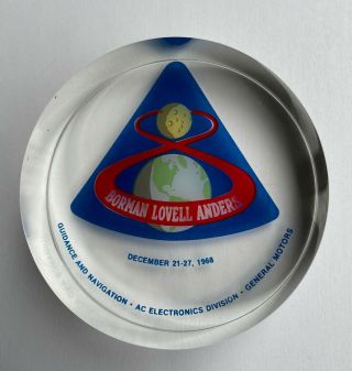 Vintage Apollo 8 Paperweight Ac Electronics Gm Guidance & Navigation