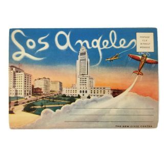 Los Angeles Ca Souvenir Postcard Folder,  1947,  12 Fold - Out Photos Vintage