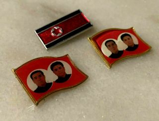 Vintage Set North Korea DPRK Loyalty Badge Set Kim il Sung Kim Jong il 2