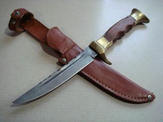 Vintage Olsen 5 Inch Hunting Knife - Solingen Germany - Leather Sheath -