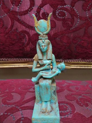 Rare Ancient Egyptian Antique Queen Isis Nursing Horus Statue 1758 Bc